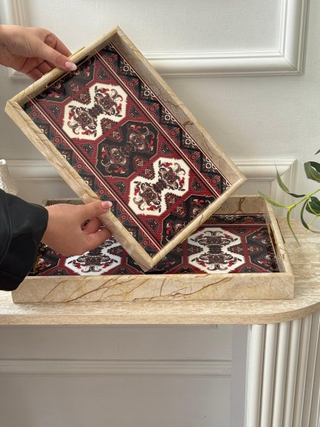طقم صواني مغربي قطعتين(27*40+24*34سم)