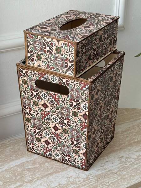 سطل + علبه محارم مغربي  (25*20سم)